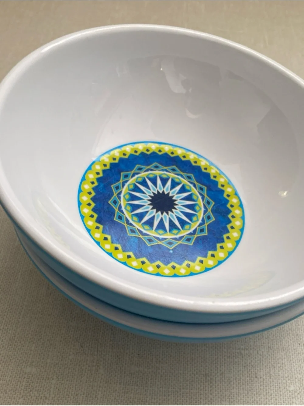 Kim Seybert Melamine Cereal  Bowls Blue Multi Colored Set of 2